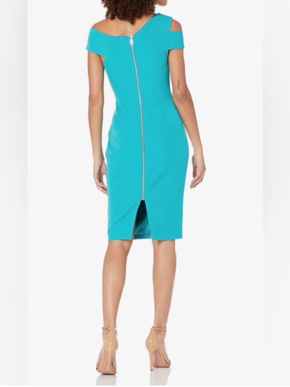 Ted Baker London Yandal Turquoise Asymmetrical Body Con Dress NWT’s Size 4 - Picture 5 of 5